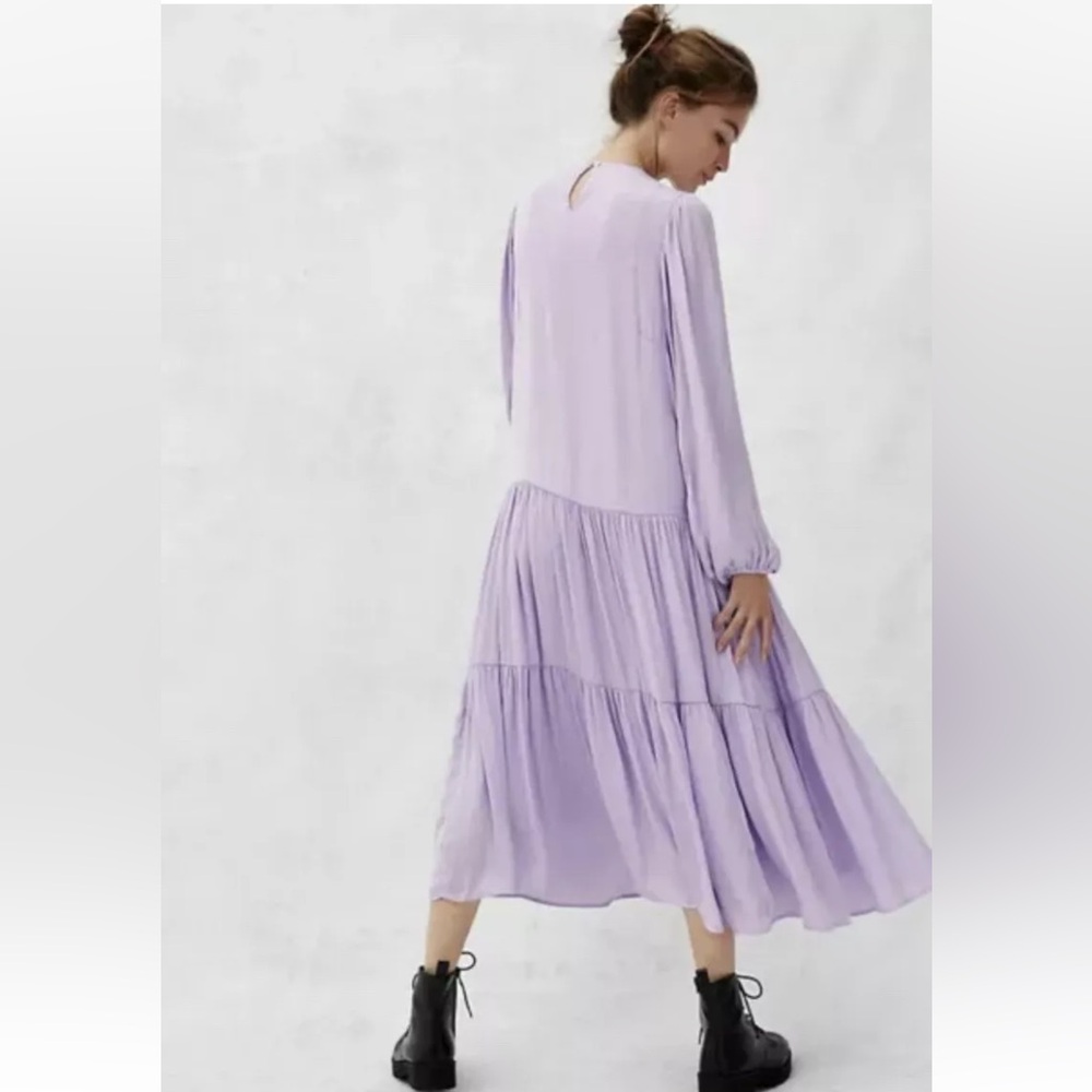 Anthropologie brand Dolan Long-Sleeve Tiered Maxi Dress, Lilac, Size Small - Picture 10 of 14